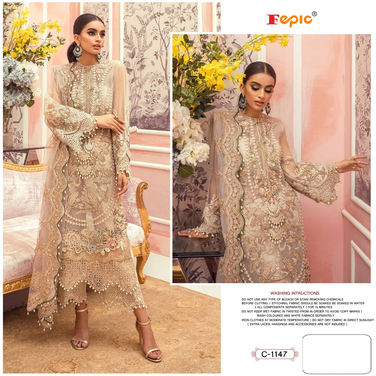 fepic rosemeen c 1147  organza heavy embroidary look salwar suit catalog