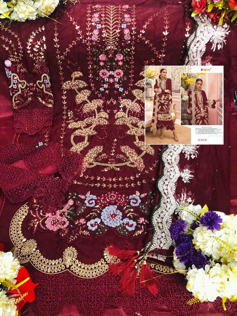 fepic rosemeen c 1147  organza heavy embroidary look salwar suit catalog