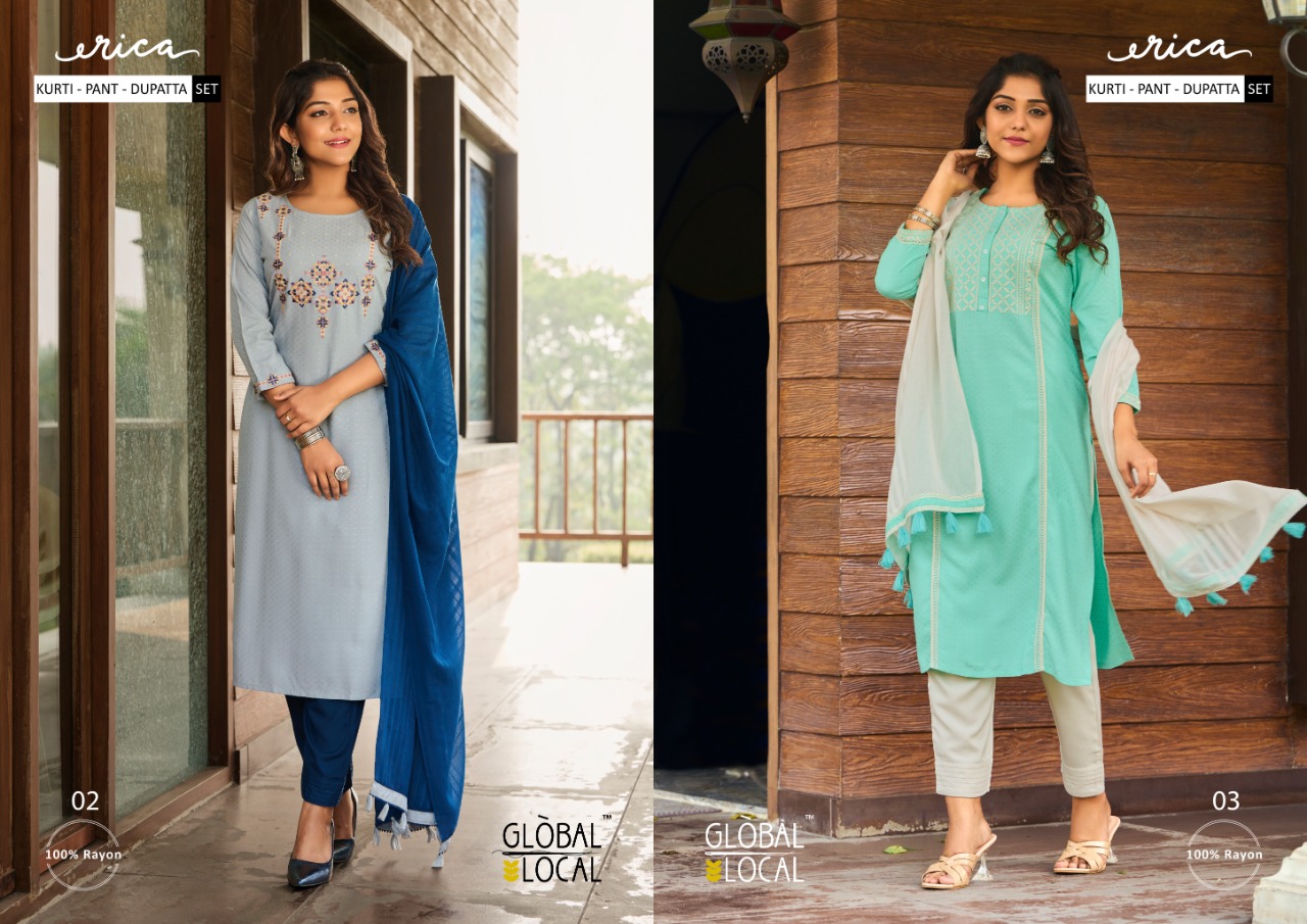 global local erica rayon gorgeous look top bottom and dupatta catalog