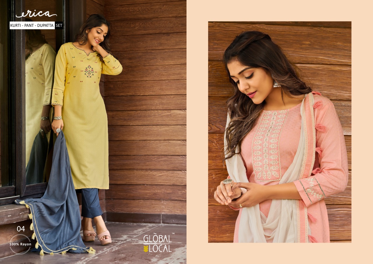 global local erica rayon gorgeous look top bottom and dupatta catalog