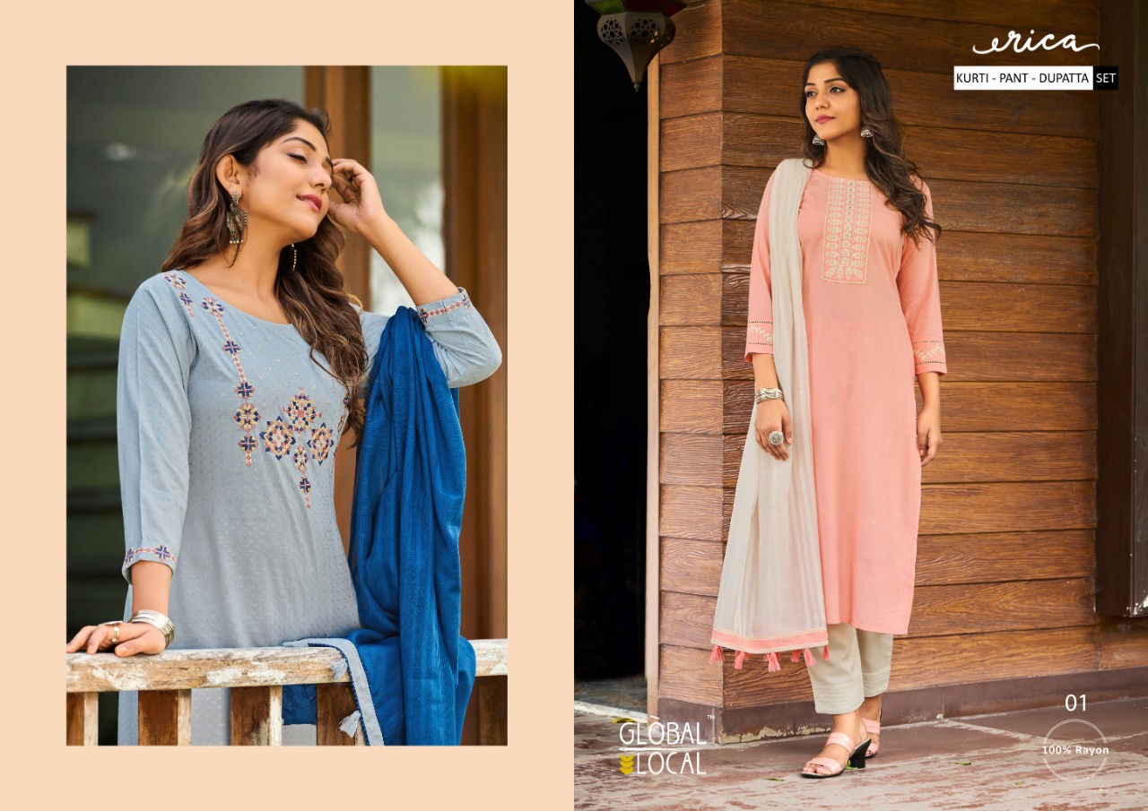 global local erica rayon gorgeous look top bottom and dupatta catalog