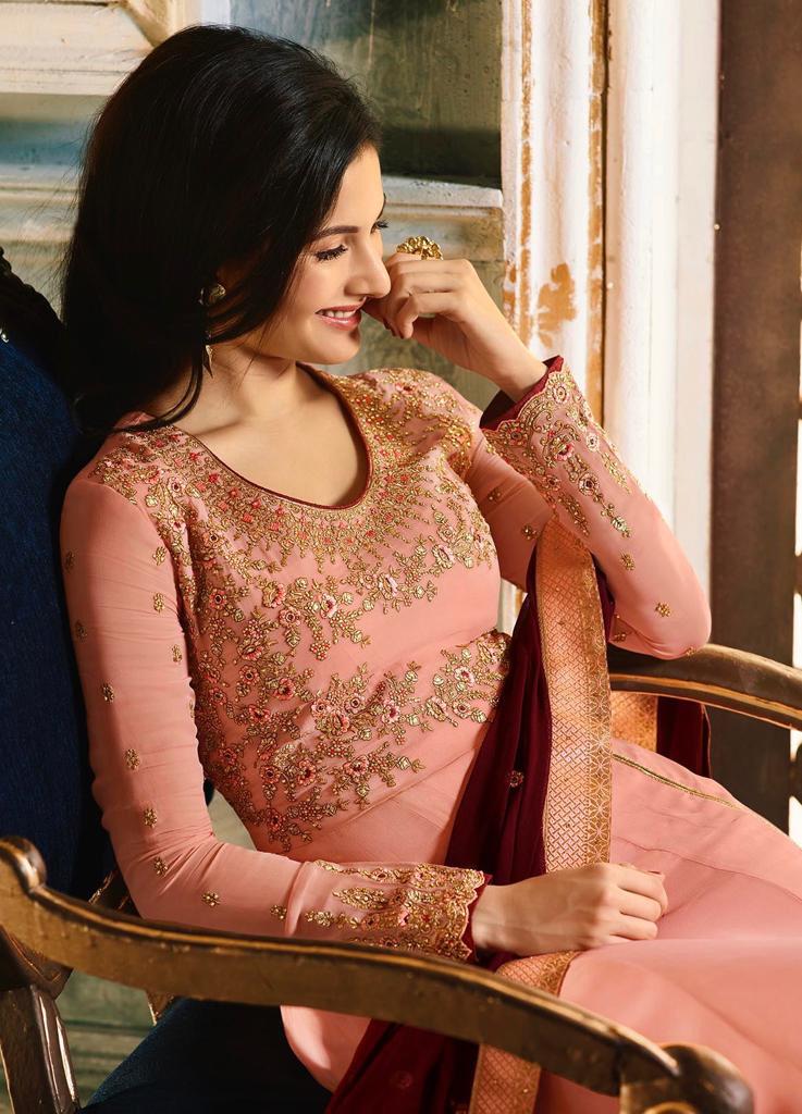 glossy amyra georgette gorgeous look salwar suit catalog