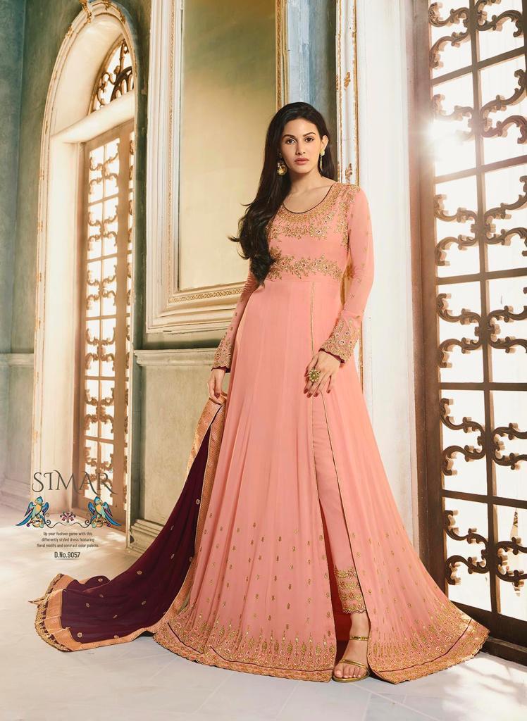 glossy amyra georgette gorgeous look salwar suit catalog