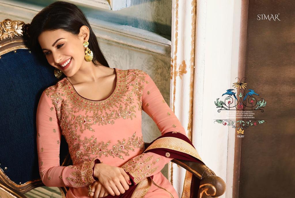 glossy amyra georgette gorgeous look salwar suit catalog