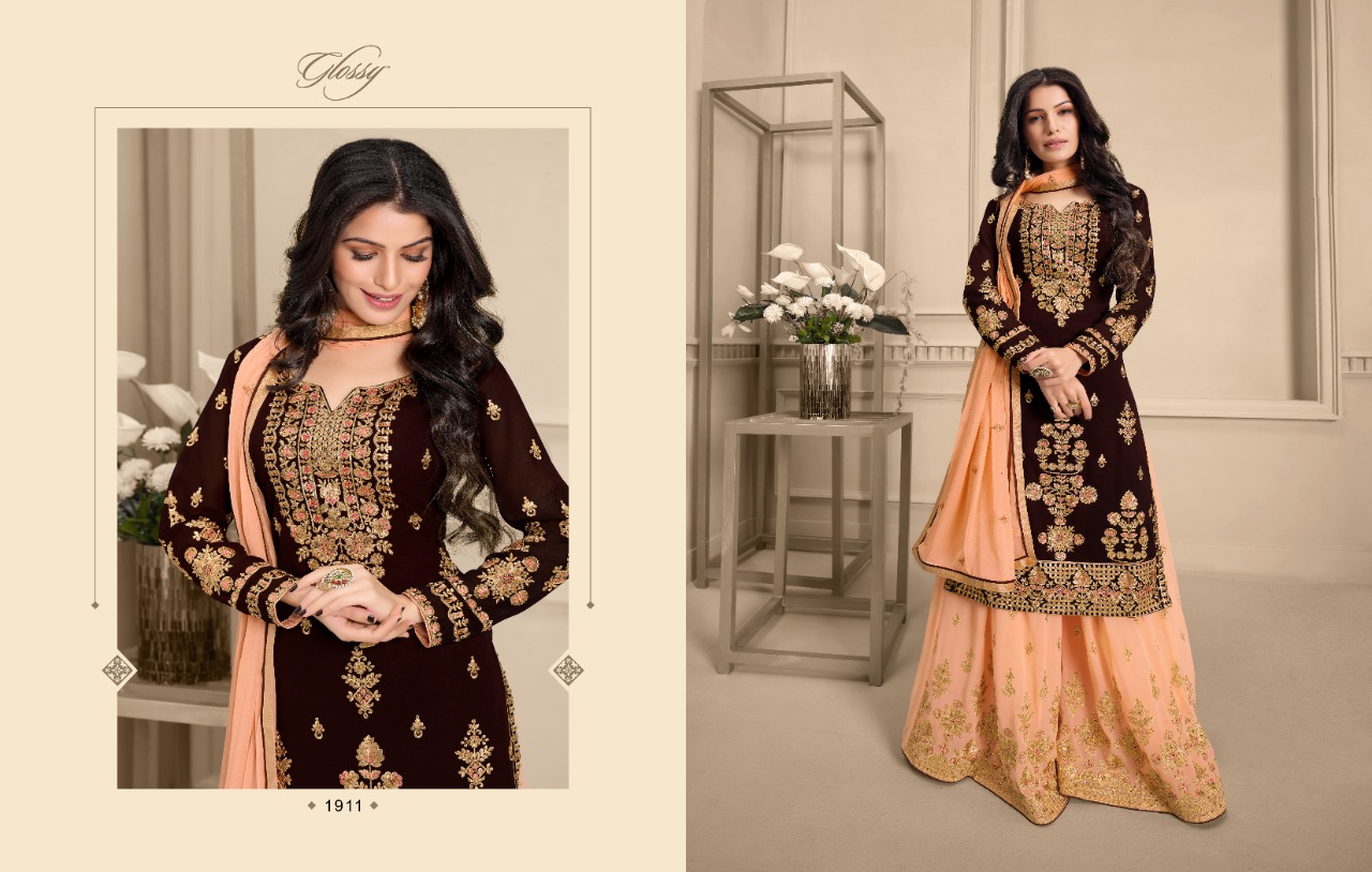 glossy ehsaas georgette gorgeous look salwar suit catalog