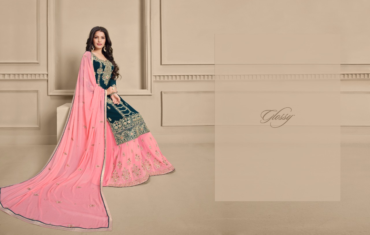 glossy ehsaas georgette gorgeous look salwar suit catalog