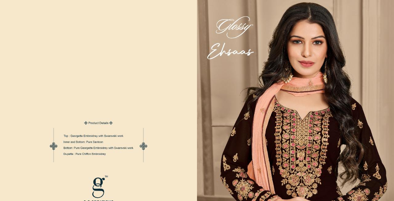 glossy ehsaas georgette gorgeous look salwar suit catalog