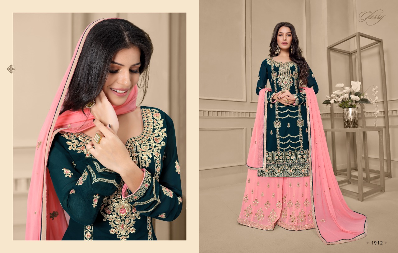 glossy ehsaas georgette gorgeous look salwar suit catalog