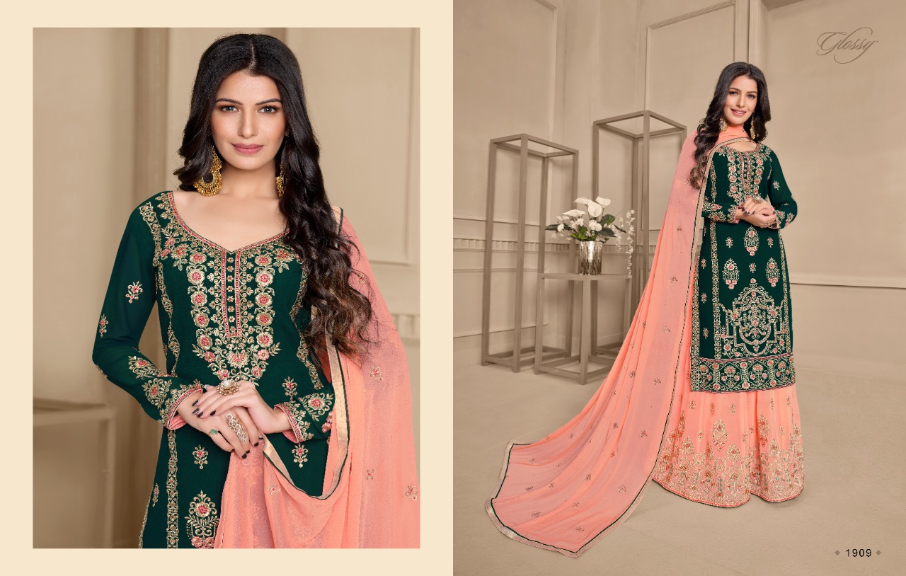 glossy ehsaas georgette gorgeous look salwar suit catalog