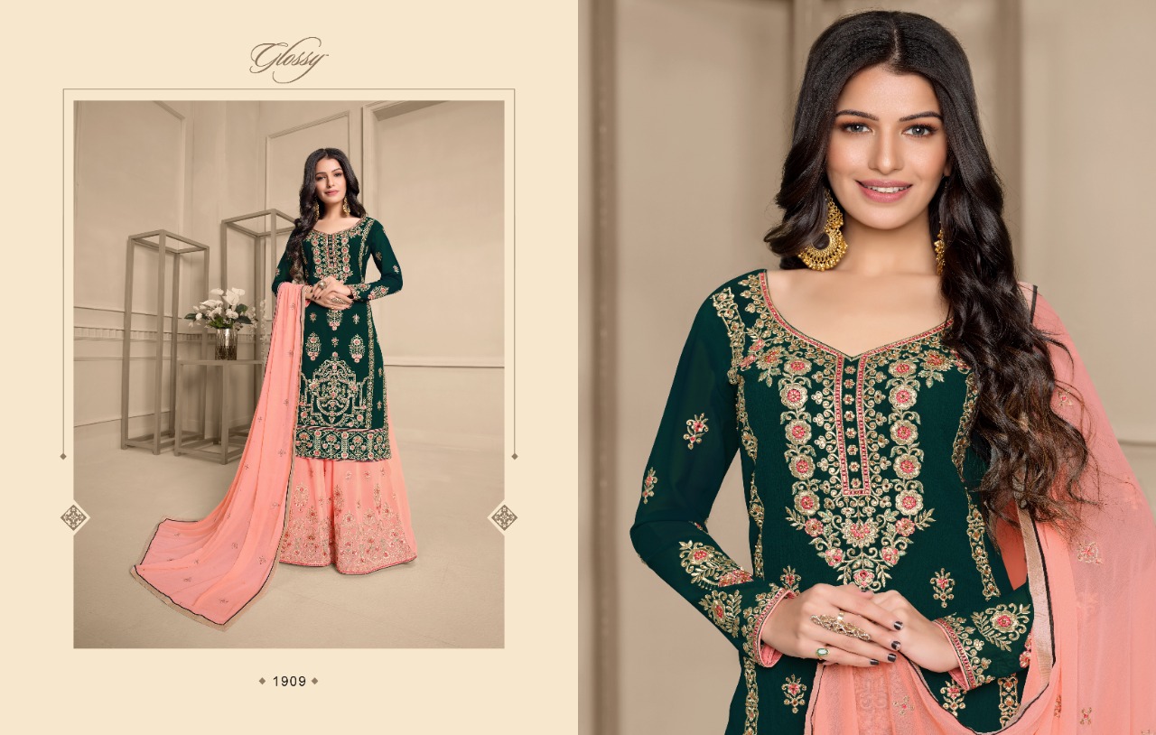 glossy ehsaas georgette gorgeous look salwar suit catalog