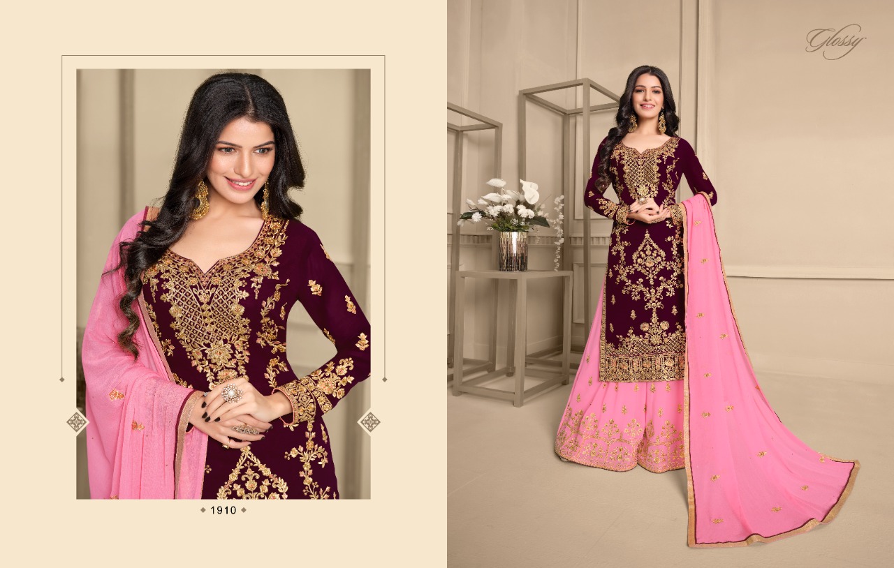 glossy ehsaas georgette gorgeous look salwar suit catalog