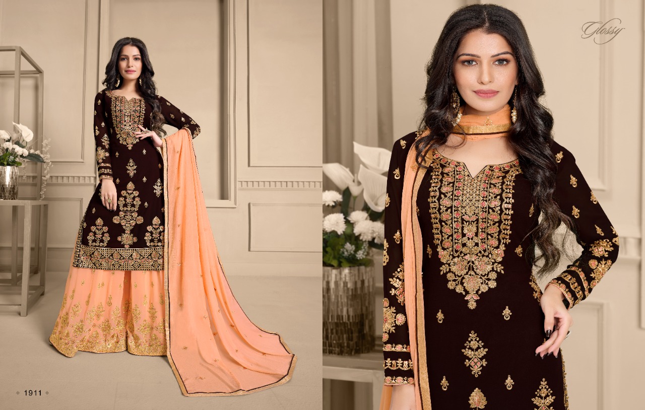 glossy ehsaas georgette gorgeous look salwar suit catalog