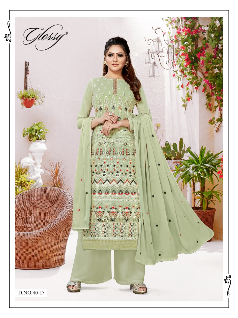 glossy sana georgette gorgeous look salwar suit catalog