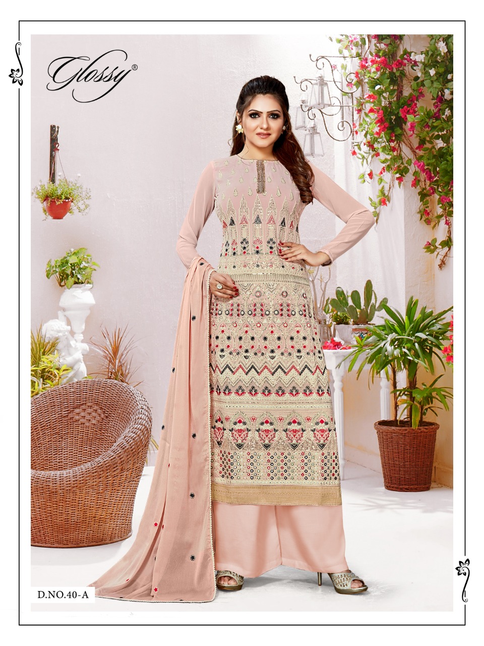 glossy sana georgette gorgeous look salwar suit catalog