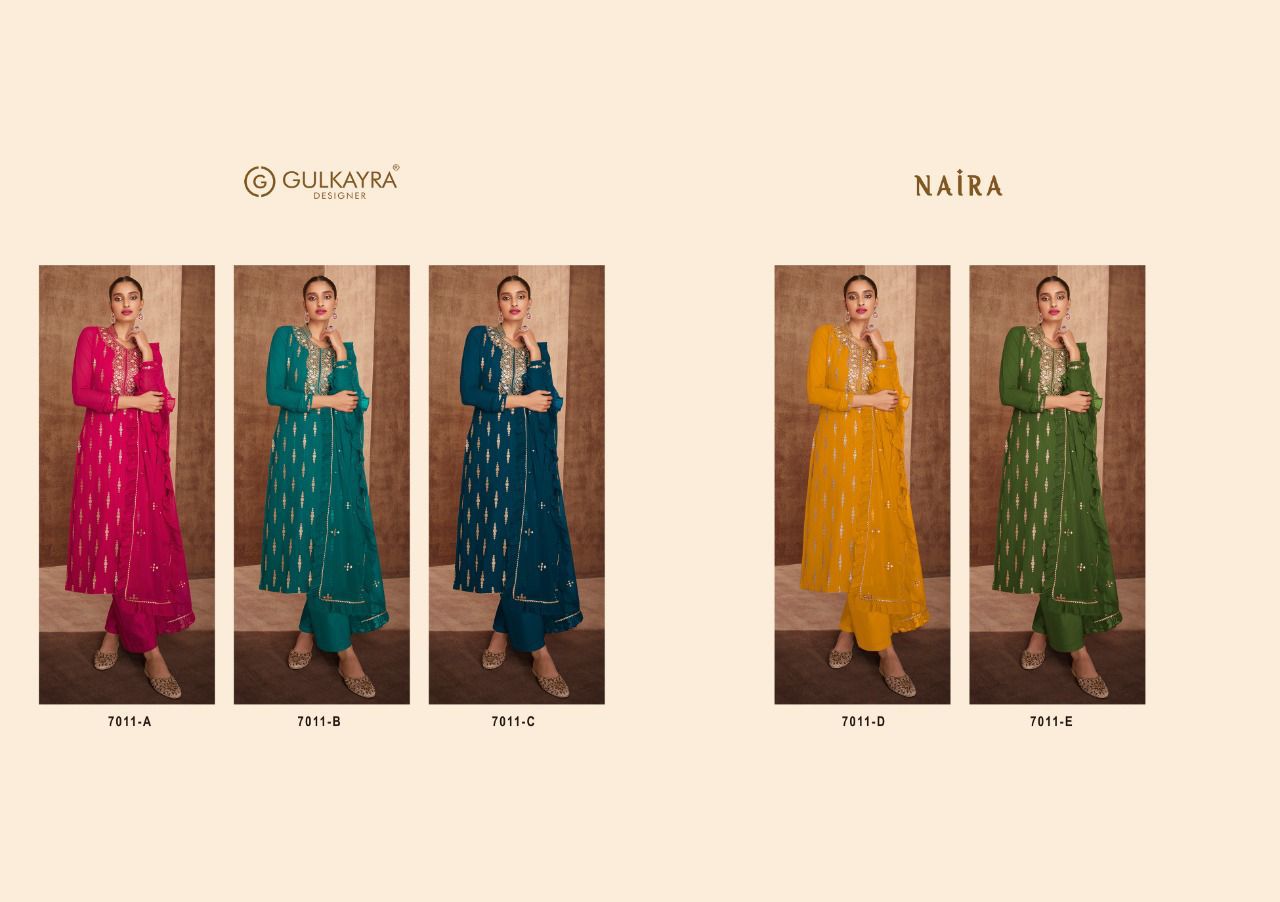 gulkayra designer naira georgette regal look salwra suit catalog