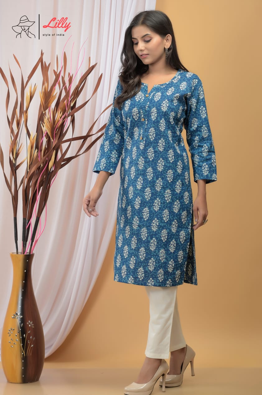 Lilly style of india krisha 5 cotton decent print top with pant size set