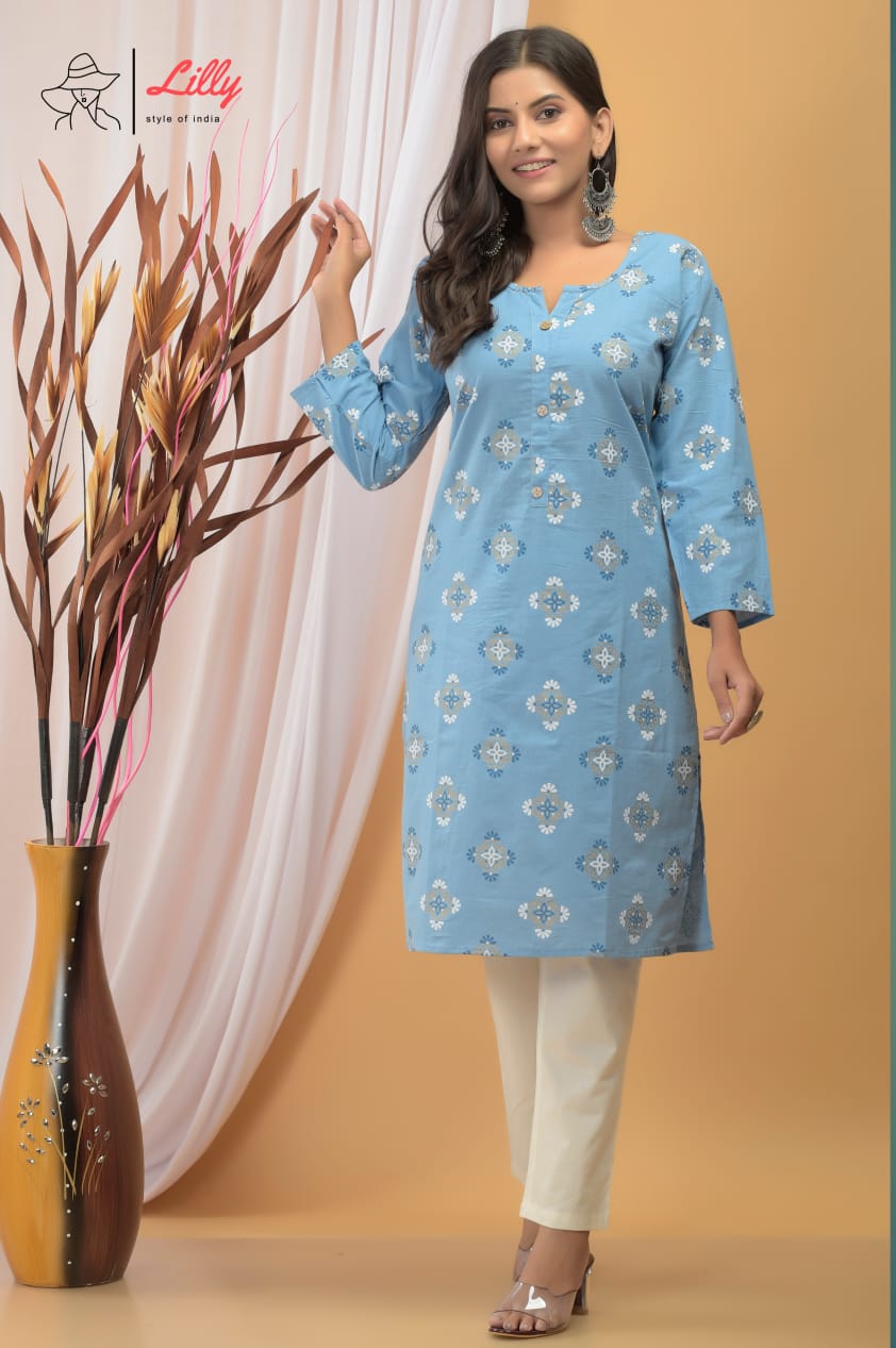 Lilly style of india krisha 7 cotton regal look top with pant size set