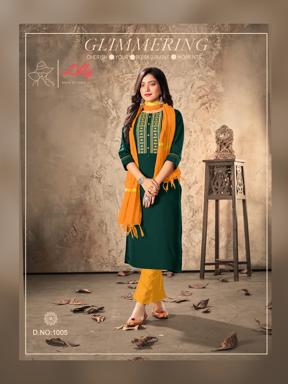 Lilly style of india shivali rayon graceful look kurti with pant catalog