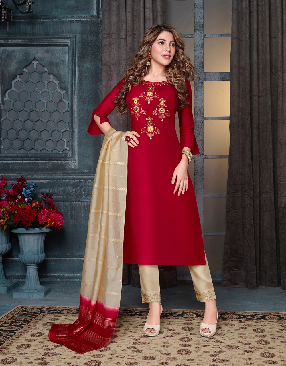 lily and lali muskan 2 silk classic trendy look top bottom with dupatta catalog