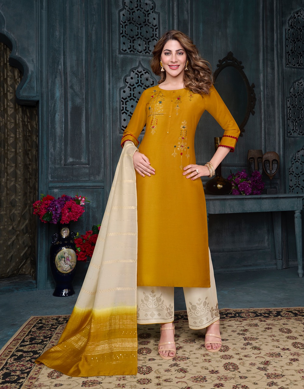 lily and lali muskan 2 silk classic trendy look top bottom with dupatta catalog