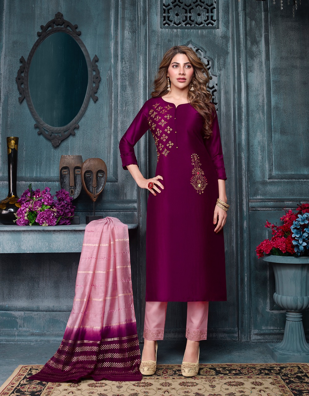 lily and lali muskan 2 silk classic trendy look top bottom with dupatta catalog