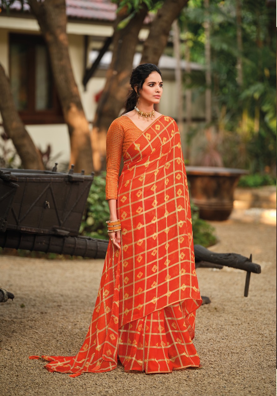 lt kashvi creation moksha Royal Checks viscous astonishing print saree catalog