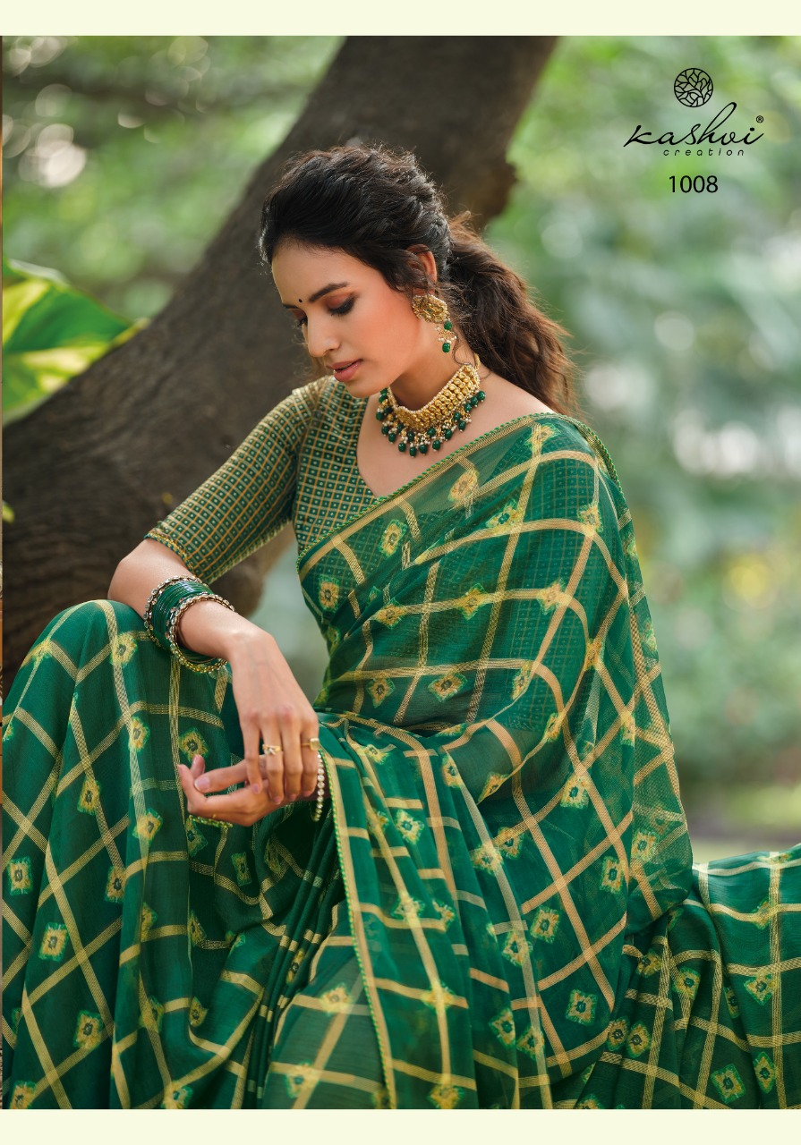 lt kashvi creation moksha Royal Checks viscous astonishing print saree catalog