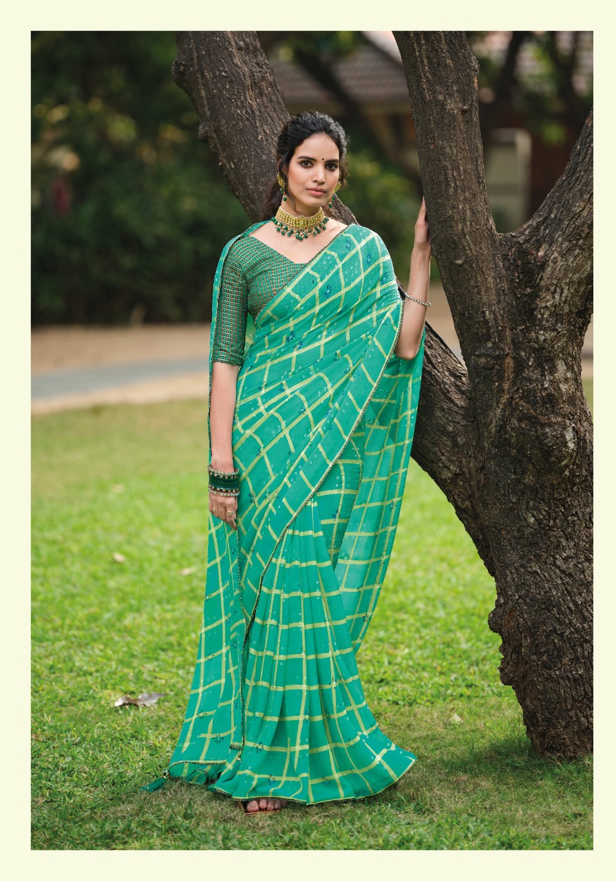 lt kashvi creation moksha Royal Checks viscous astonishing print saree catalog