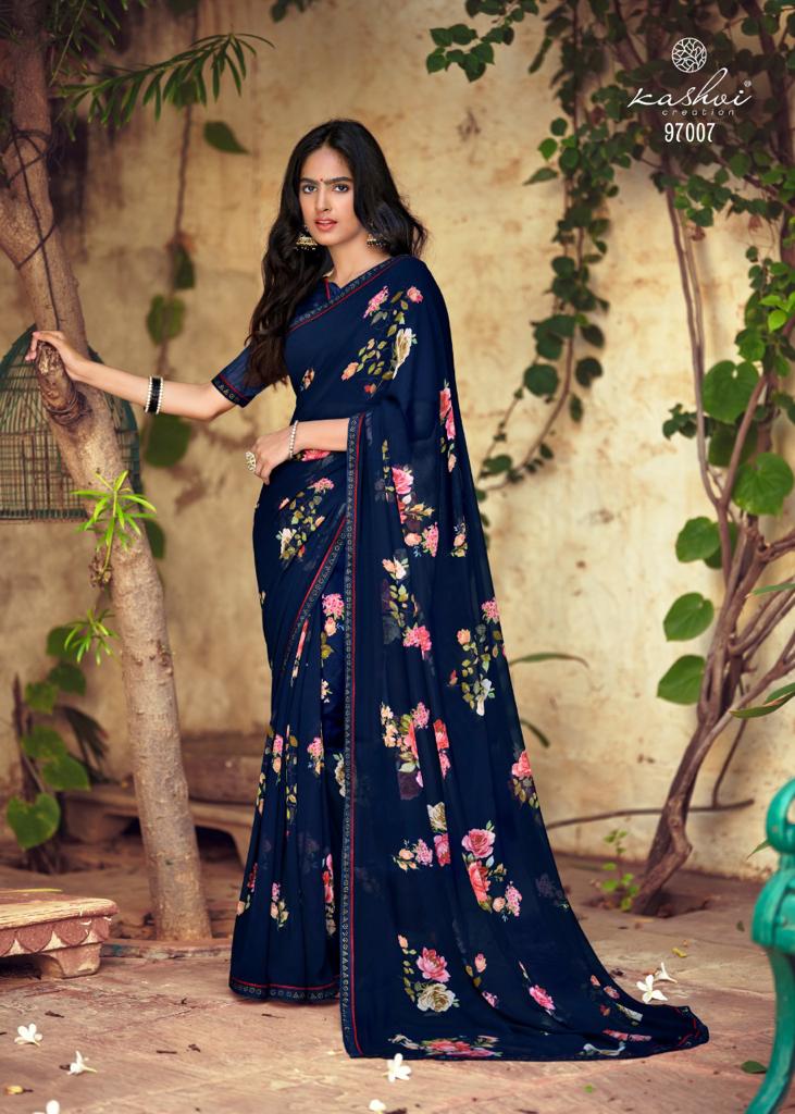 lt kashvi creation rykaa georgette astonishing print saree catalog