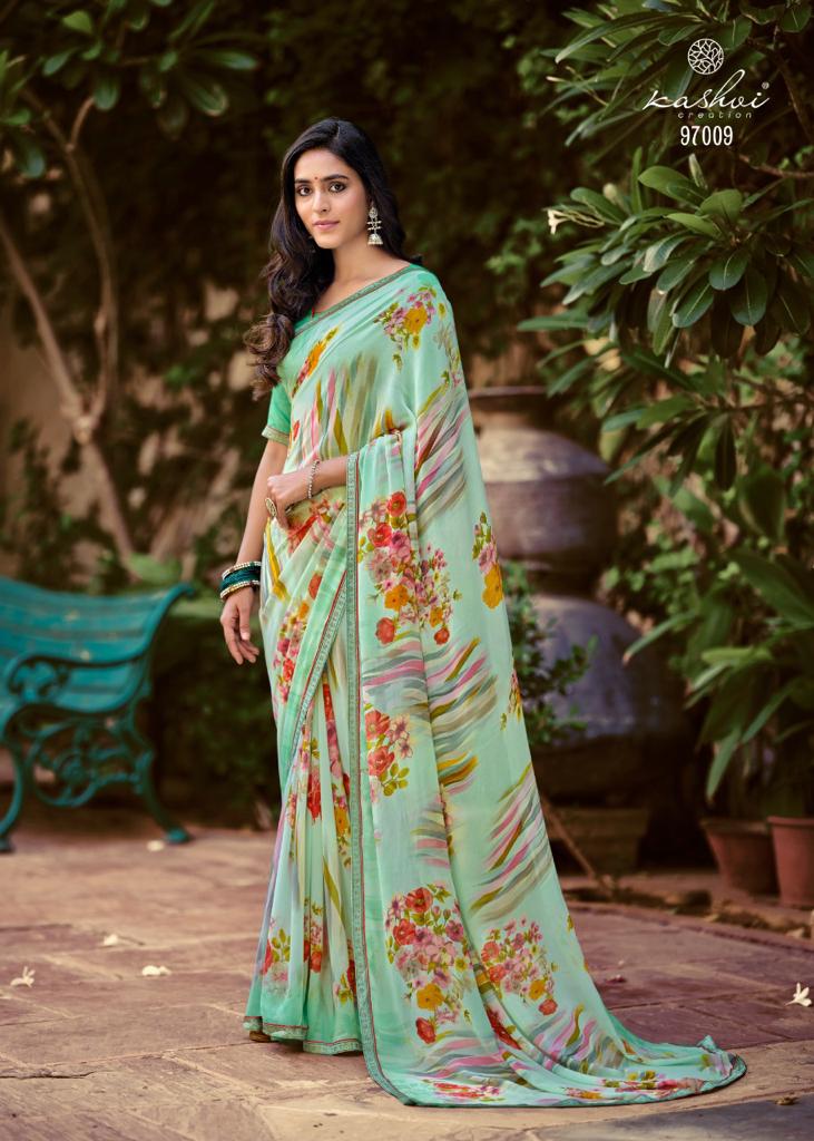 lt kashvi creation rykaa georgette astonishing print saree catalog