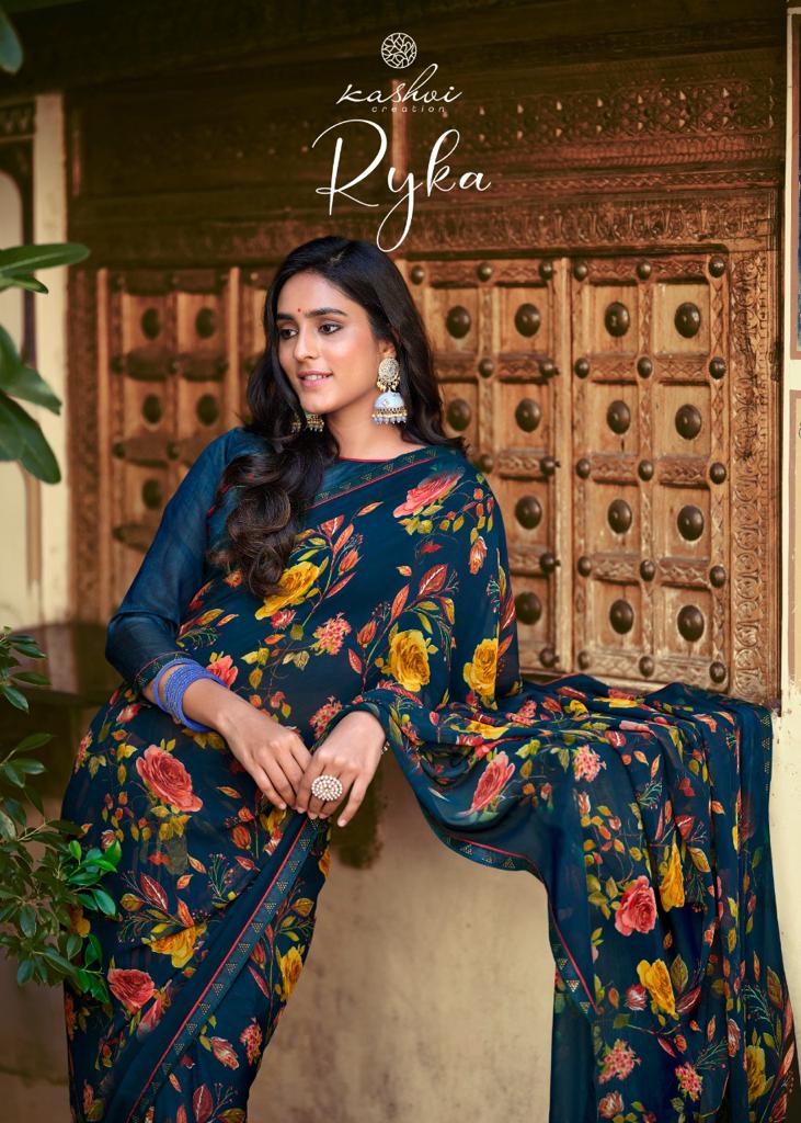 lt kashvi creation rykaa georgette astonishing print saree catalog