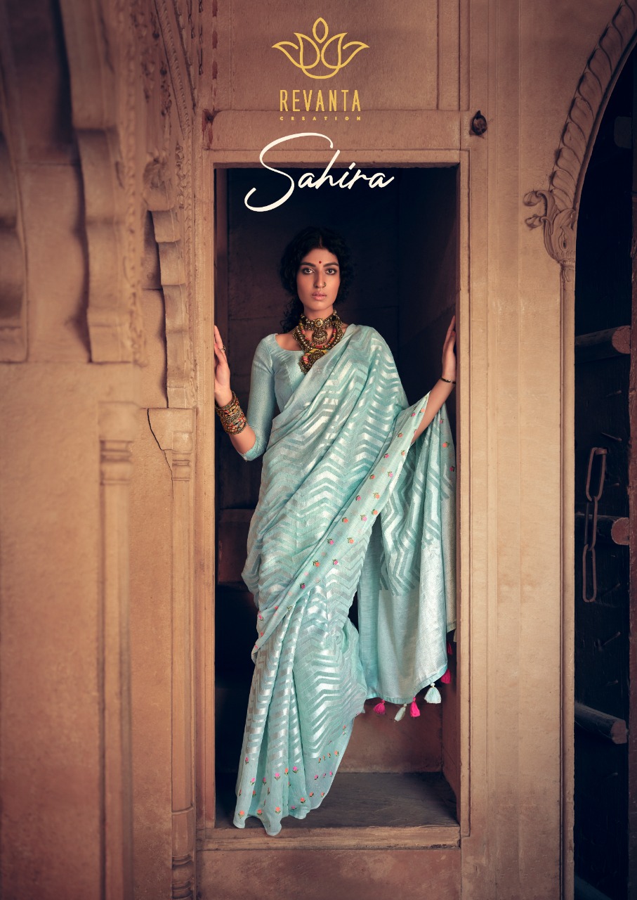 lt kashvi creation sahira Weaving Linen  beautifull print saree catalog