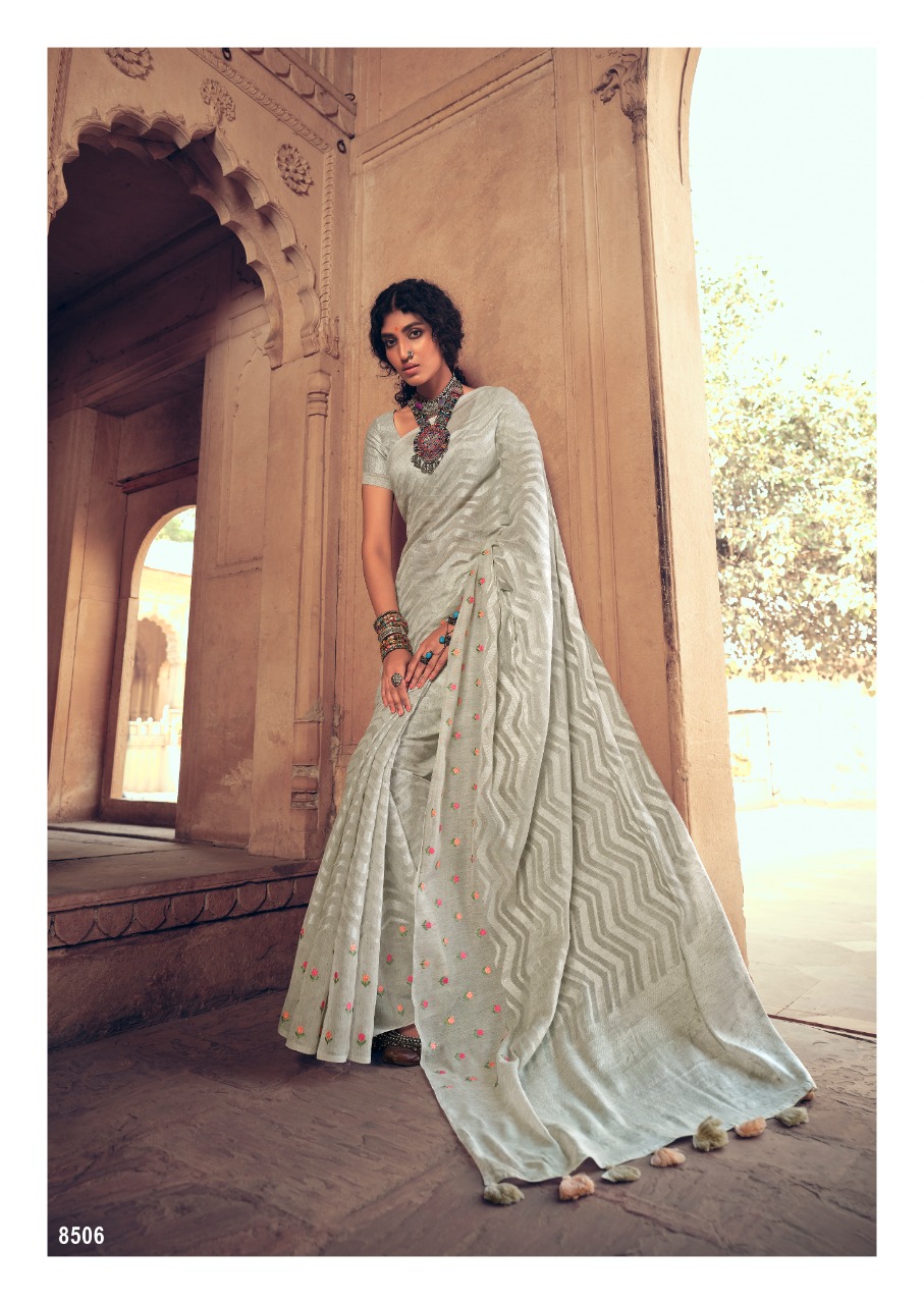 lt kashvi creation sahira Weaving Linen  beautifull print saree catalog