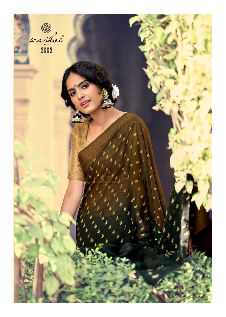 lt kashvi creation sakambari georgette astonishing print saree catalog