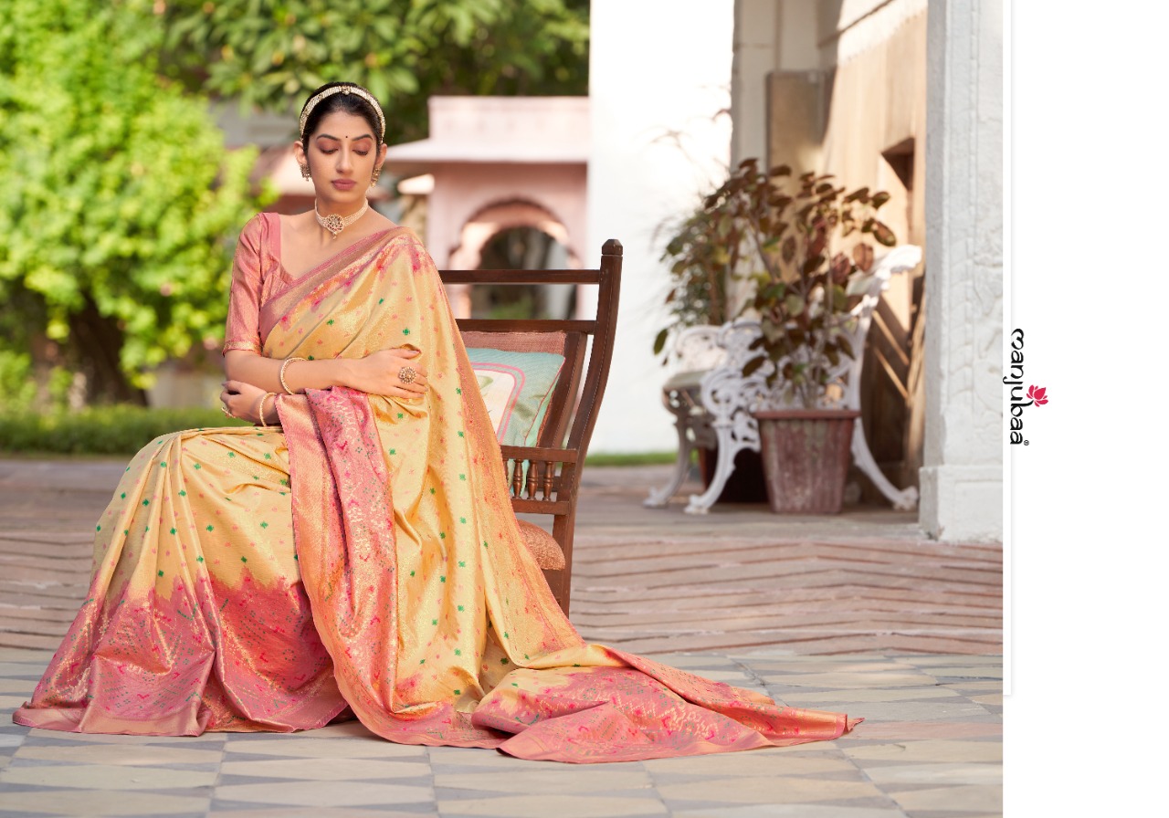 manjubaa mahalaxmi silk 7301 to 7306 kanjeevaram silk regal look saree catalog