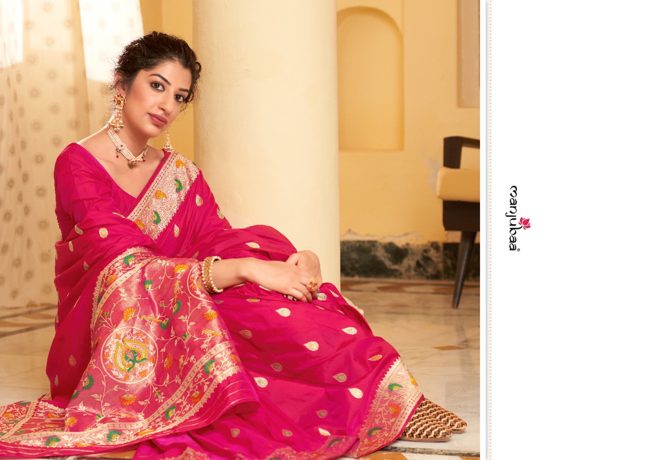 manjubaa mohak paithani silk Series 7001 To 7006  Banarasi Soft silk regal look saree catalog