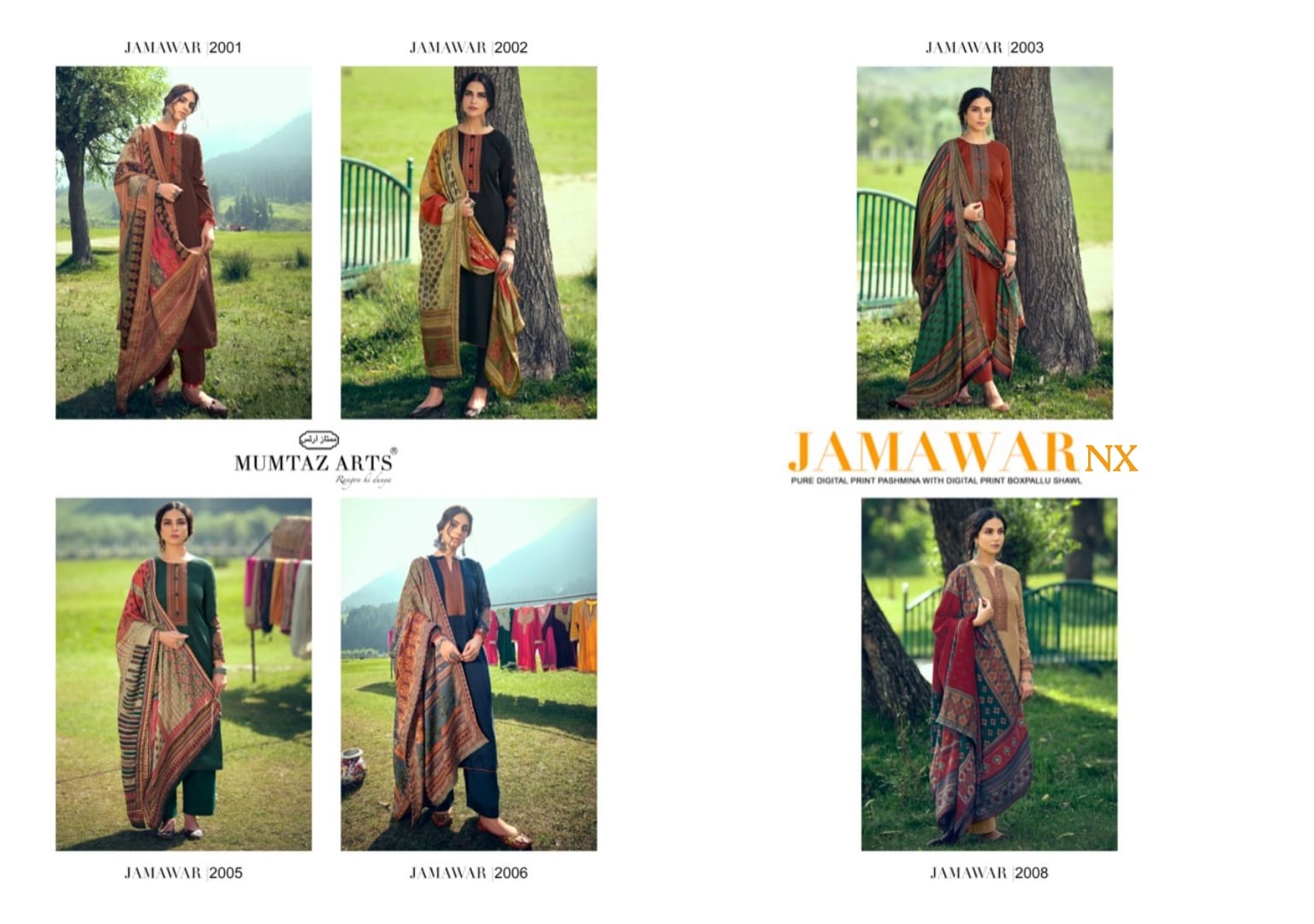 mumtaz art jamawar nx pashmina exclusive print salwar suit catalog