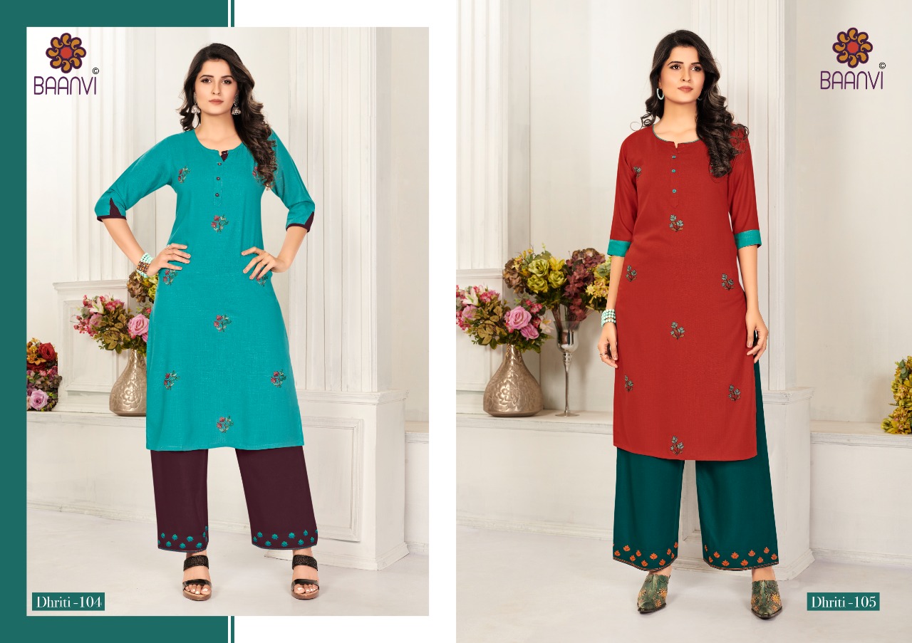 r studio Baanvi dhriti vol 1 rayon astonishing look kurti with plazzo catalog