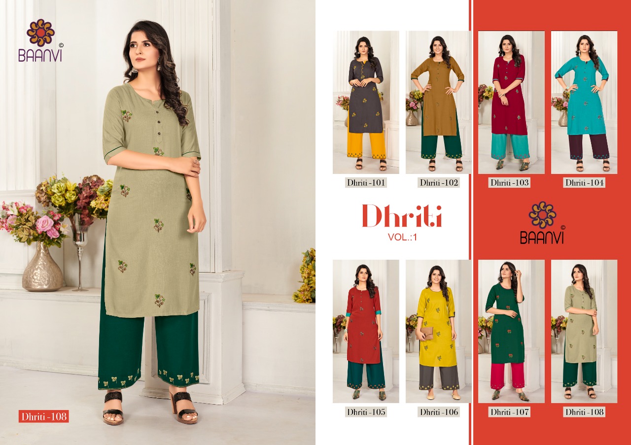 r studio Baanvi dhriti vol 1 rayon astonishing look kurti with plazzo catalog