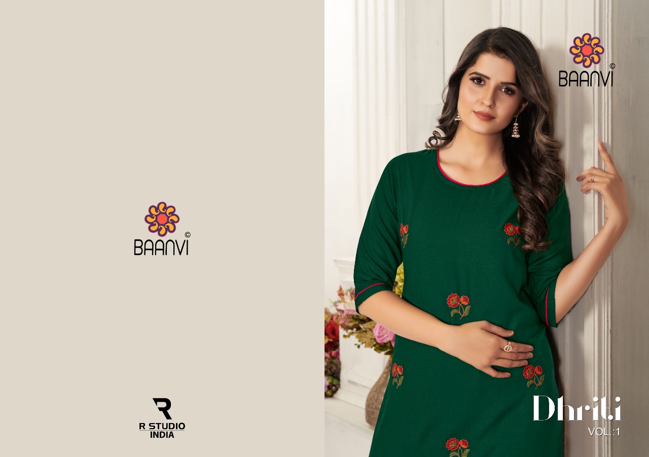 r studio Baanvi dhriti vol 1 rayon astonishing look kurti with plazzo catalog