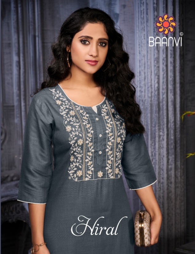 r studio Baanvi hiral vol 1 slub decent embroidary look kurti catalog