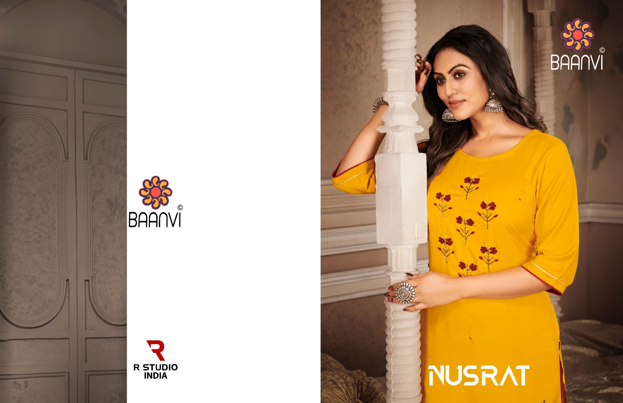 r studio Baanvi nusrat vol 1 rayon astonishing look kurti with sharara catalog