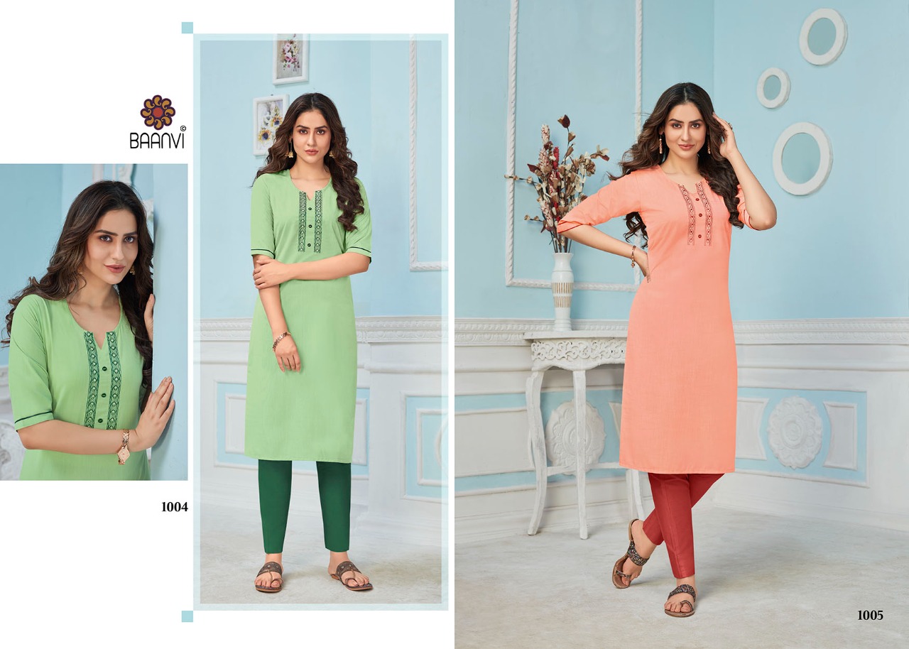 r studio Baanvi rang vol 1 cotton exclusive embroidary look kurti  catalog