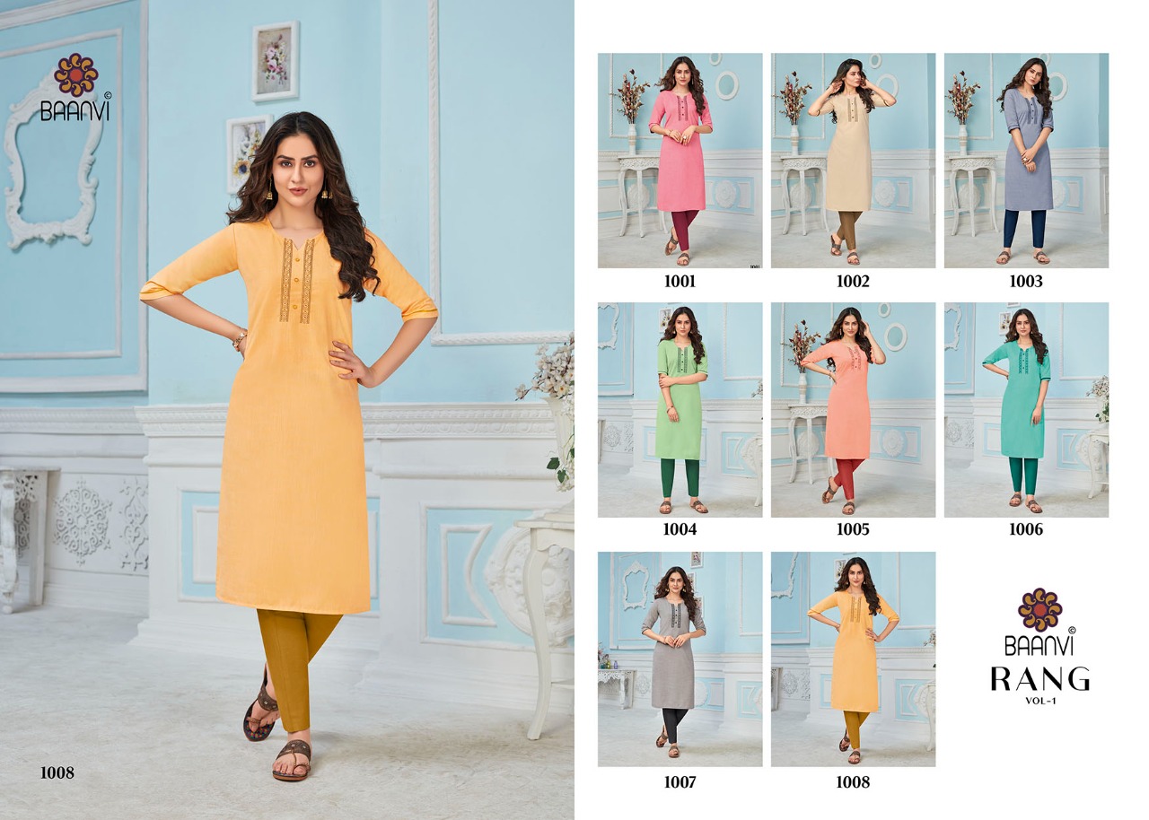 r studio Baanvi rang vol 1 cotton exclusive embroidary look kurti  catalog