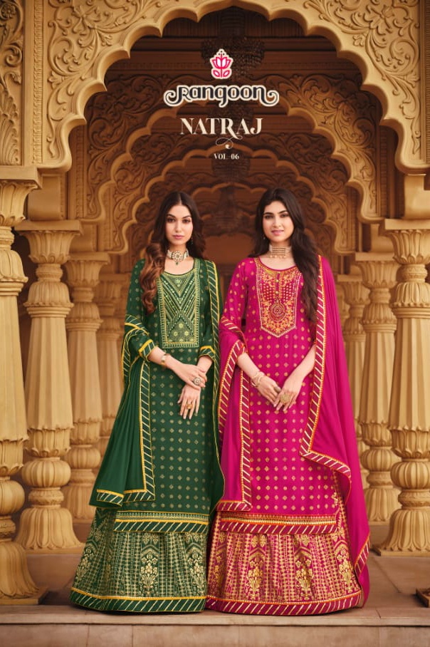 rangoon natraj vol 6crayon gorgeous look top with lahengha and dupatta catalog