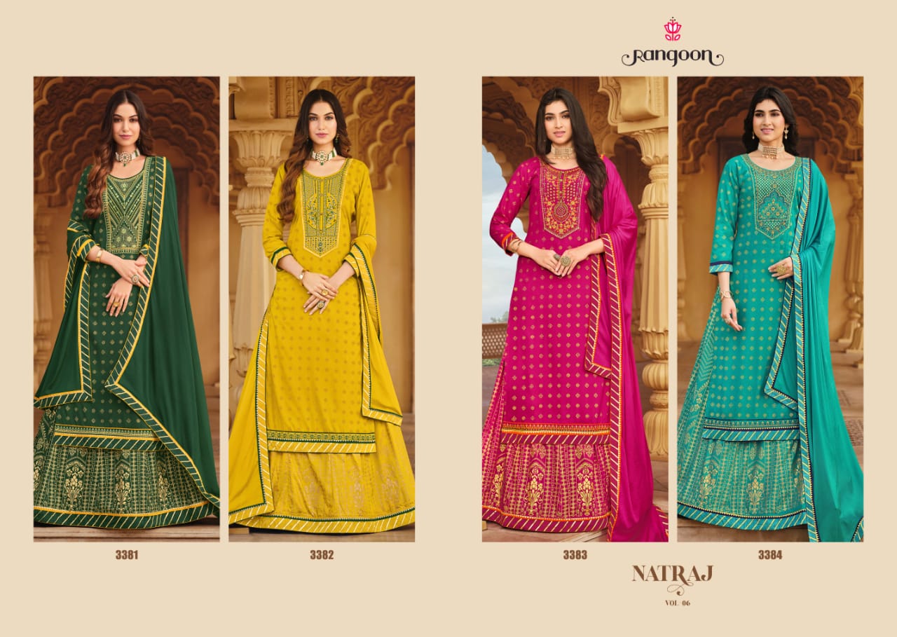 rangoon natraj vol 6crayon gorgeous look top with lahengha and dupatta catalog