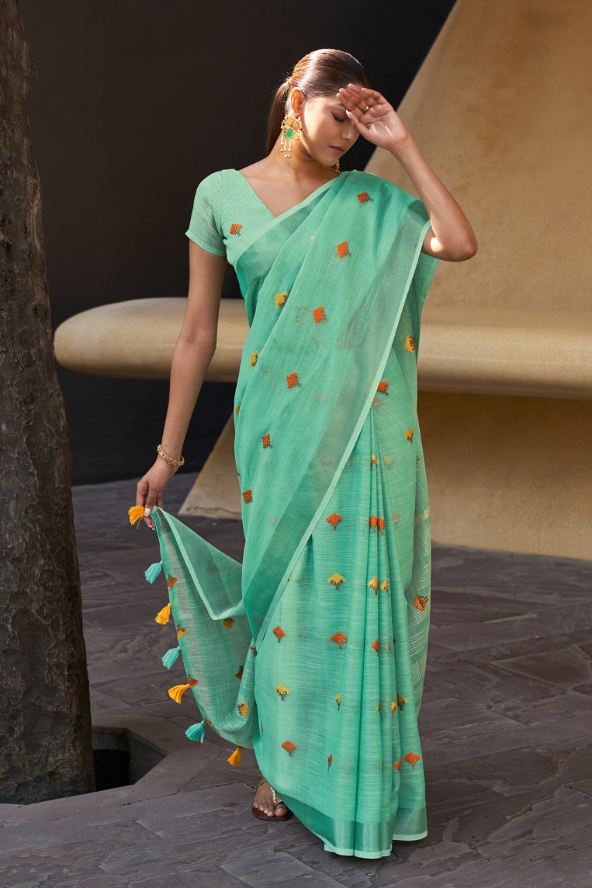 sangam print ameera linen astonishing saree catalog