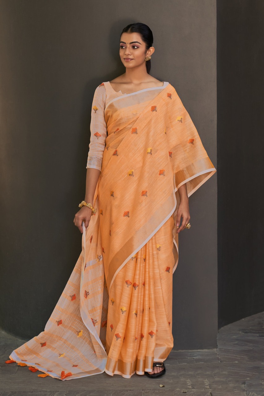 sangam print ameera linen astonishing saree catalog