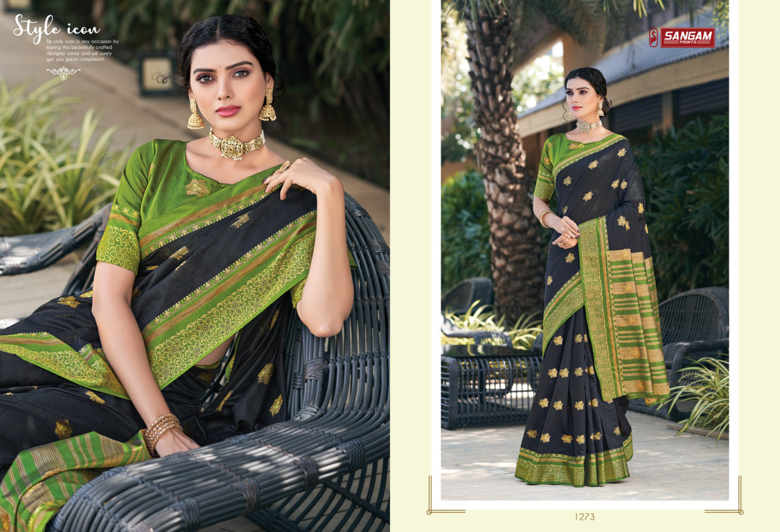 sangam print geetika cotton graceful look saree catalog