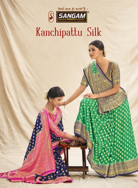 sangam print kanchipattu silk astonishing saree catalog